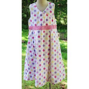 Mini Boden Polka Dot Party Dress 9 10 Girls Pink Yellow Sleeveless Summer Fun